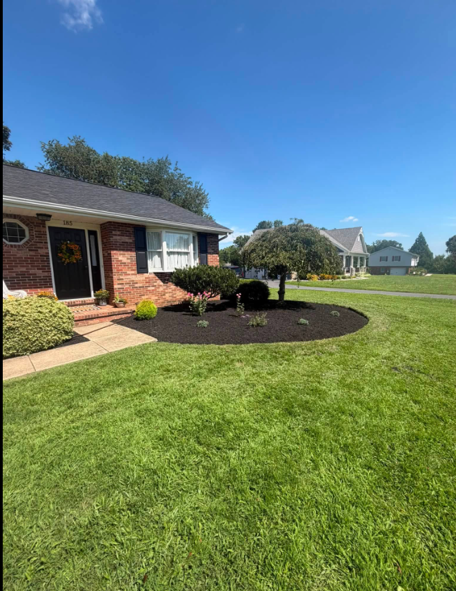Fresh mulch installation in residential landscape beds by Austin's Lawn Maintenance